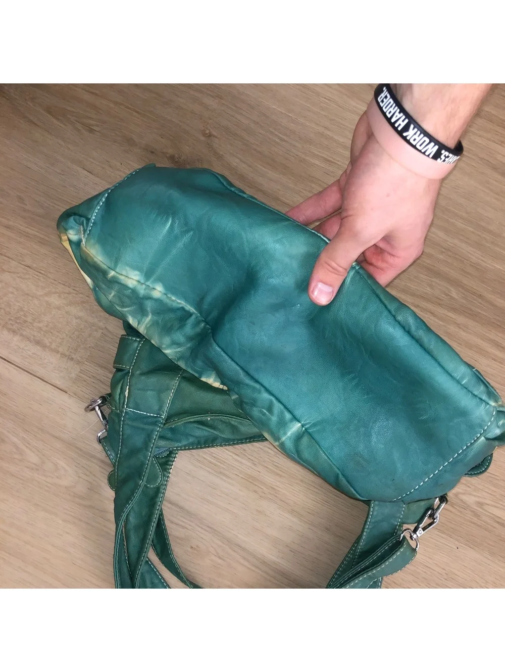 ANGEL KISS GREEN TIE DYE SOFT VEGAN LEATHER HOBO CROSSBODY SHOULDER PURSE BAG